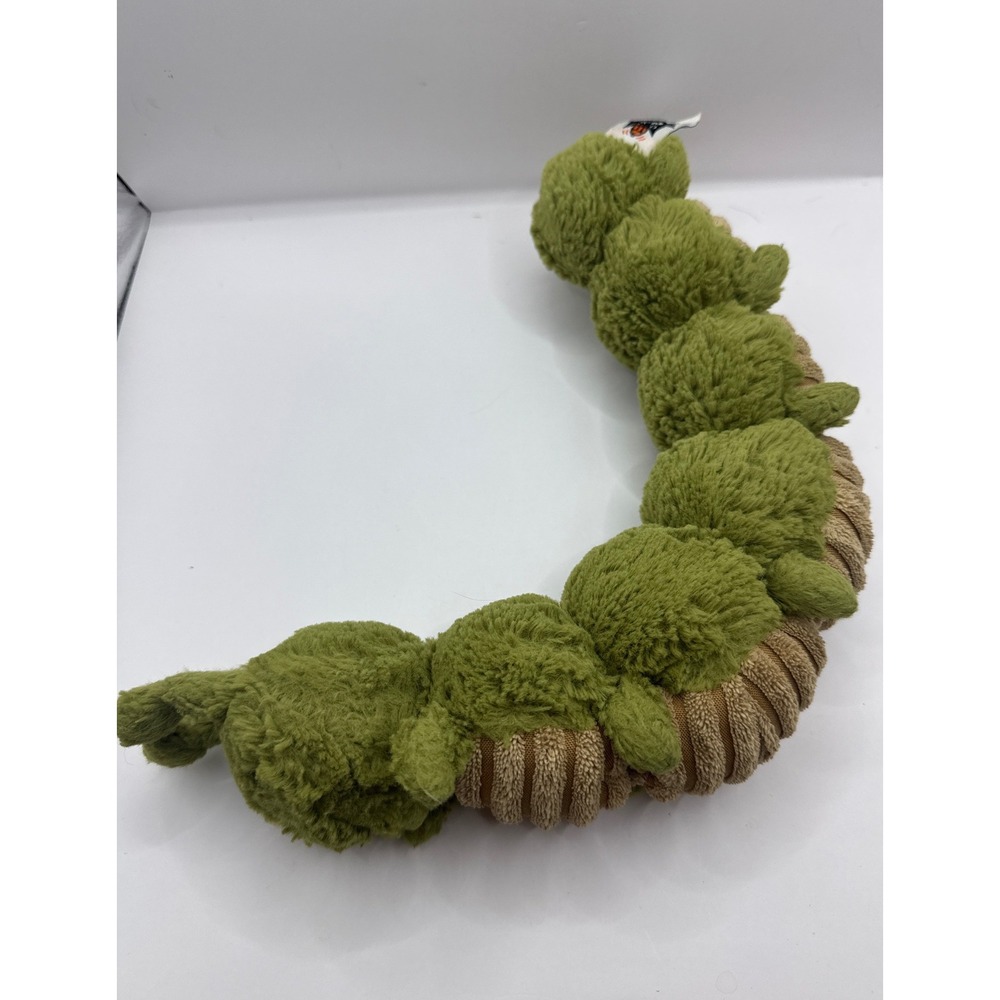 Jellycat London Pompom Caterpillar Green Tan Corduroy Plush Stuffed Animal Toy